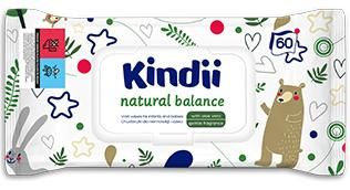 Chusteczki dla dzieci i niemowląt do skóry wrażliwej z ekstraktem z aloesu i alantoiną Cleanic Kindii natural balance (60 sztuk)