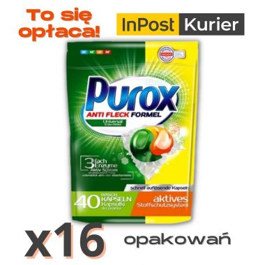Kapsułki do prania Purox Universal (40 sztuk) x 16 opakowań