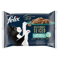Karma dla kota Felix Deliciously Sliced rybne smaki (4 x 80 g) x 3 opakowania