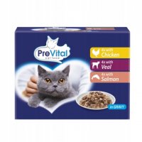 Karma dla kota PreVital mix smaków saszetka (12x100 g) x 8 opakowań