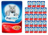 Karma dla kota PreVital z wołowiną w galaretce 100 g x 24 sztuki