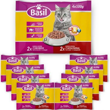 Karma dla kota z drobiem i wołowiną Basil saszetka 100 g (x 4 saszetki) x 9 opakowań