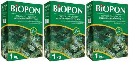Nawóz do iglaków przeciw brązowieniu igieł Biopon 1 kg x 3 opakowania