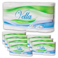 Papier toaletowy 3 warstwowy Vella 100 % biały celuloza (8 sztuk) x 8 opakowań
