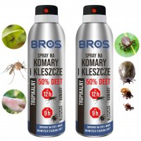 Spray na komary i kleszcze 50 % Deet 90 ml Bros x 2 sztuki