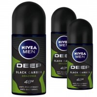 Antyperspirant roll-on Nivea Men Deep Black Carbon Amazonia 50 ml x 3 sztuki