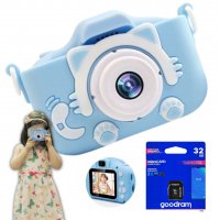 Aparat fotograficzny dziecięcy X2 niebieski + karta pamięci 32 GB