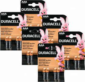 Baterie alkaliczne Duracell AAA LR3 1,5 V (4 sztuki) x 6 opakowań