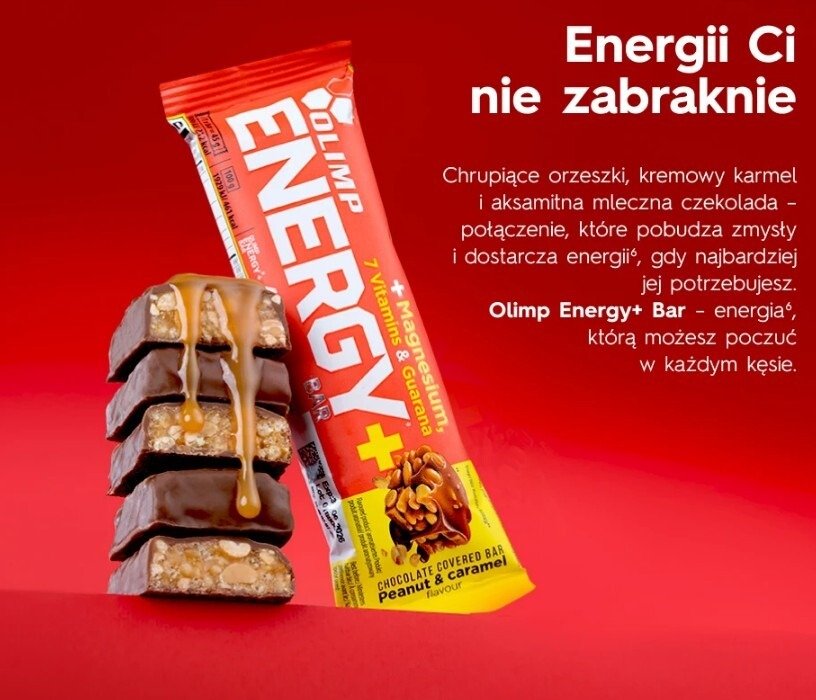 Baton energetyczny Olimp Energy+ Bar smak orzecha i karmelu 45 g (20 sztuk)