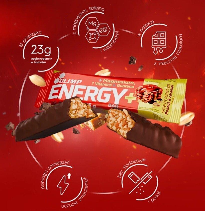 Baton energetyczny Olimp Energy+ Bar smak orzecha i karmelu 45 g (20 sztuk)