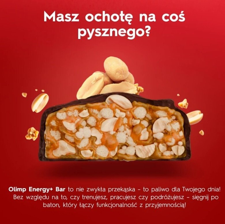 Baton energetyczny Olimp Energy+ Bar smak orzecha i karmelu 45 g (20 sztuk)