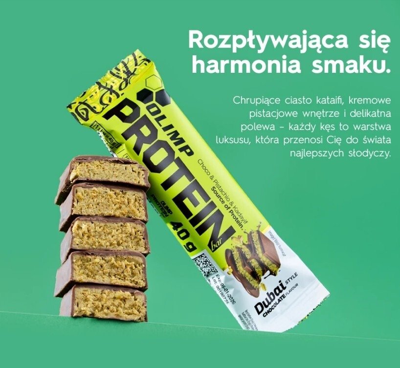 Baton Olimp Protein Bar smak pistacjowa rozkosz 40 g (20 sztuk)