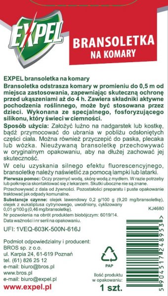 Bransoletka na komary Expel x 3 sztuki