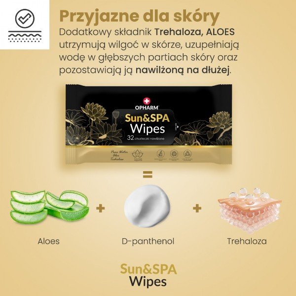 Chusteczki nawilżane Opharm Sun&Spa Wipes (32 sztuki)