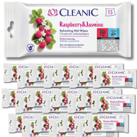 Chusteczki odświeżające Cleanic  Raspberry&Jasmine (15 sztuk) x 24 sztuki