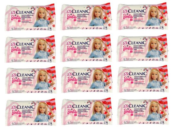 Chusteczki odświeżające dla dzieci o zapachu gumy balonowej z płynem antybakteryjnym Cleanic Junior (15 sztuk) x 12 sztuk