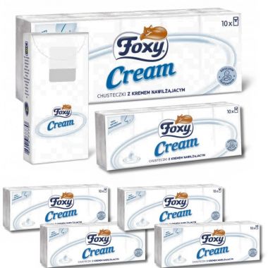 Chusteczki z kremem nawilżającym Foxy Cream (10x10 sztuk) x 6 sztuki