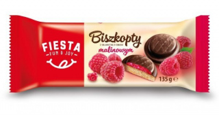 Ciastka biszkopty z galaretką o smaku malinowym Fiesta 135 g