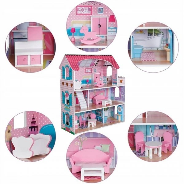 Wnętrze domku dla lalek - pokoje i piętra