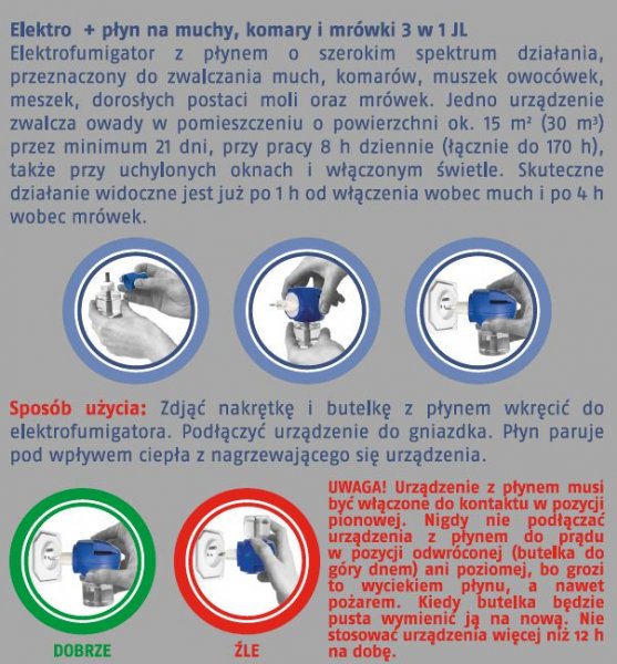 Elektrofumigator na muchy, komary i mrówki płyn Bros