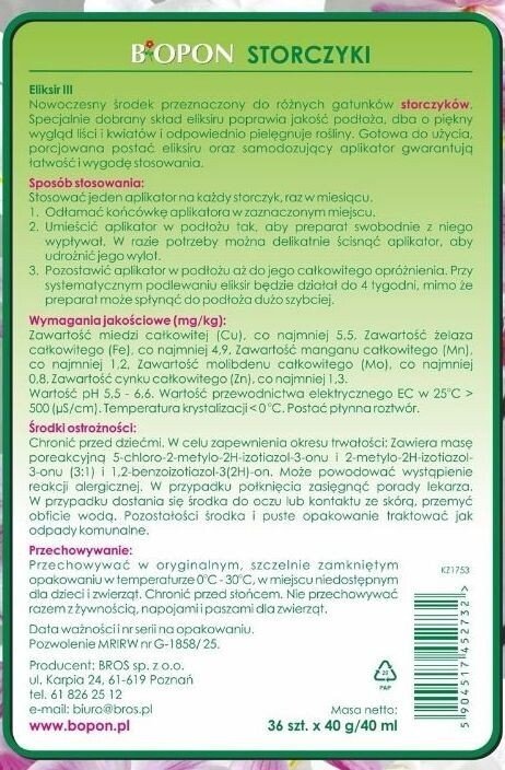 Eliksir do storczyków Biopon 36 sztuk x 40 ml
