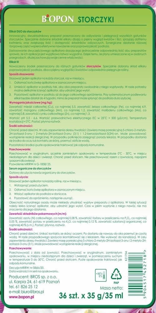 Eliksir do storczyków duo Biopon 36 sztuk x 35 ml