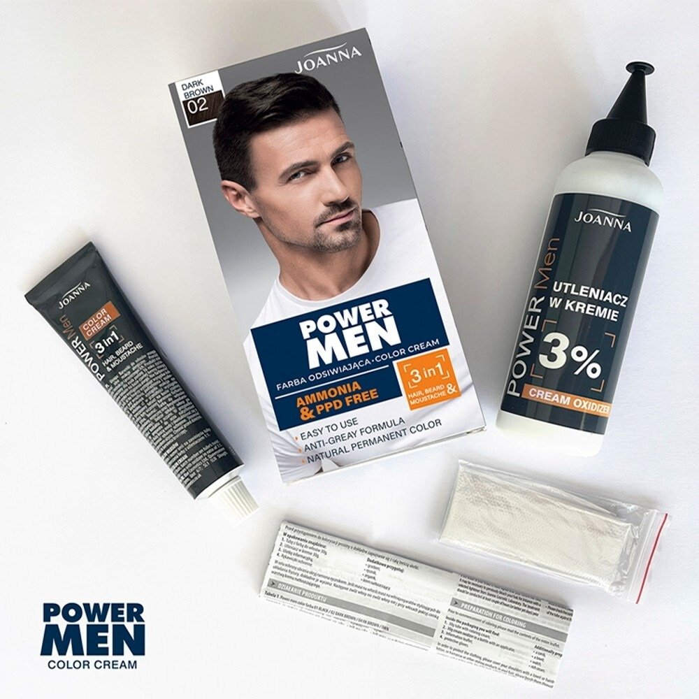 Farba do włosów Joanna Power Men Color Cream  02 Dark Brown