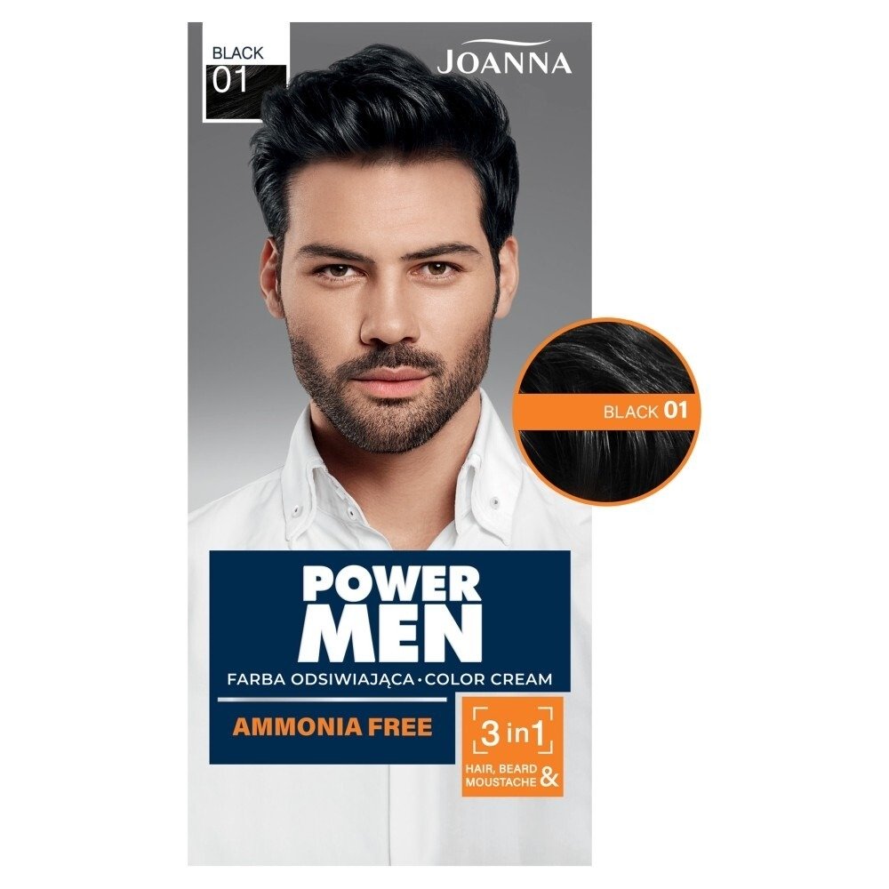 Farba do włosów Joanna Power Men Color Cream odsiwiająca 01 Black
