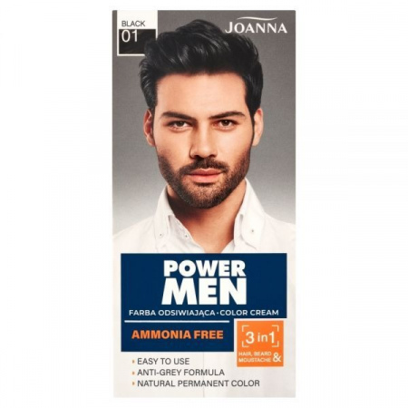 Farba do włosów Joanna Power Men Color Cream odsiwiająca 01 Black