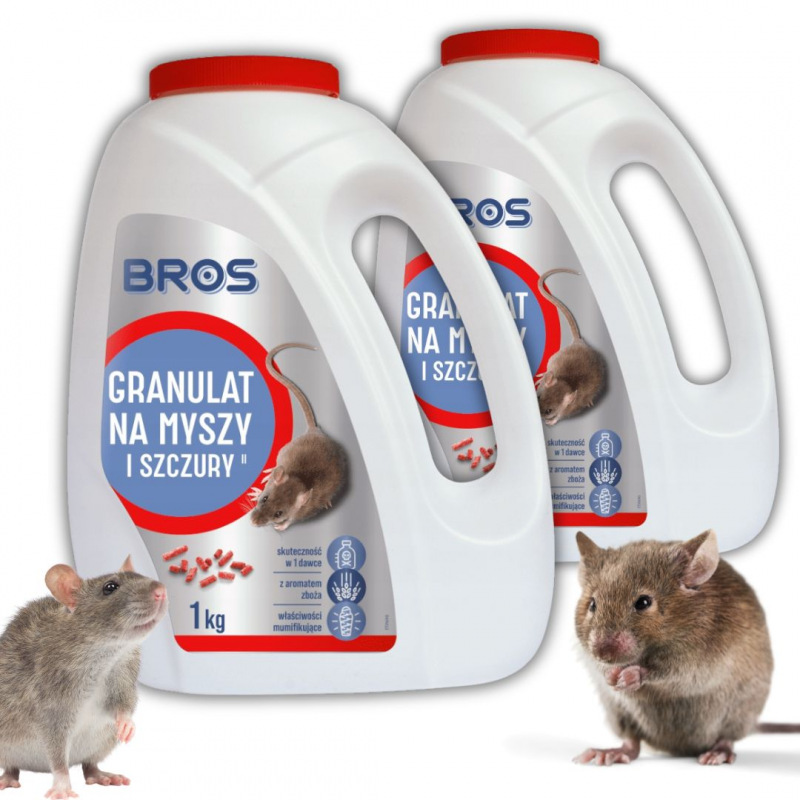 Granulat na myszy i szczury Bros 1 kg x 2 sztuki