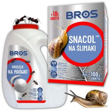 Granulat na Ślimaki Snacol 3GB 1,1kg + Proszek na mrówki Bros 1 kg