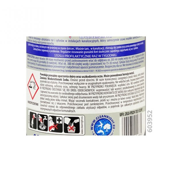 Granulki do udrażniania rur Kret 800 g