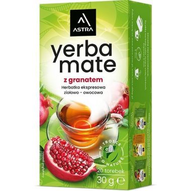 Herbata ekspresowa Astra Yerba mate z granatem (20 sztuk x 1,5g) 30g