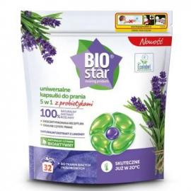 Kapsułki do prania BIOstar cleaning products uniwersalne 5 w 1 z probiotykami (32 sztuki)