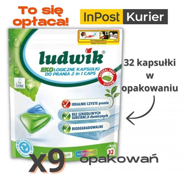 Ludwik Ekologiczny Kapsułki do Prania 2w1 - 9 opakowań