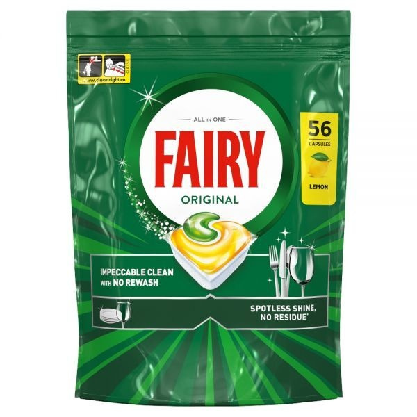 Kapsułki do zmywarki Fairy Original All in One lemon (56 sztuk)