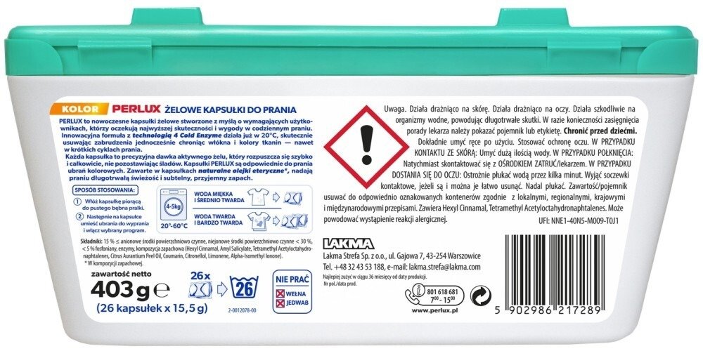 Kapsułki żelowe do prania Perlux Kolor 403 g (26 sztuk)