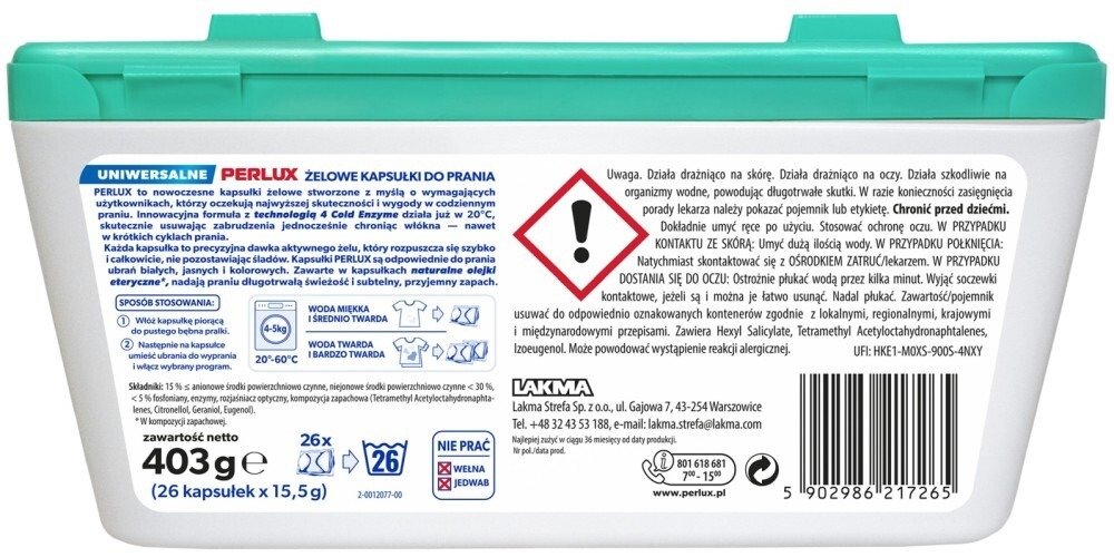 Kapsułki żelowe do prania Perlux Uniwersalne 403 g (26 sztuk)