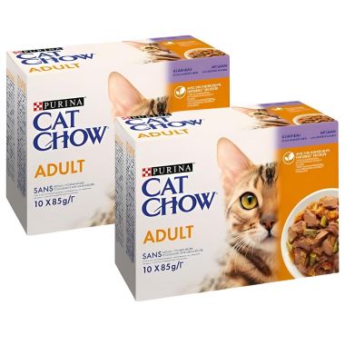Karma dla kota Cat Chow Adult z jagnięciną i zieloną fasolką w galaretce 850 g (10 x 85 g) x 2 opakowania