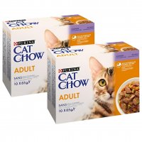 Karma dla kota Cat Chow Adult z jagnięciną i zieloną fasolką w galaretce 850 g (10 x 85 g) x 2 opakowania