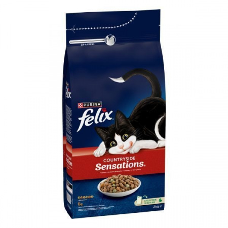 Karma dla kota Felix Countryside Sensations z mieszanką wołowiny i kurczaka i z warzywami 2 kg + 2kg GRATIS