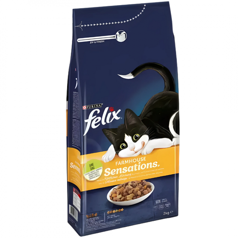 Karma dla kota Felix Farmhouse Sensations z mieszanką kurczaka i indyka i z warzywami 2 kg