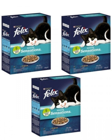 Karma dla kota Felix Seaside Sensations z łososiem i z warzywami 1 kg x 3 sztuki