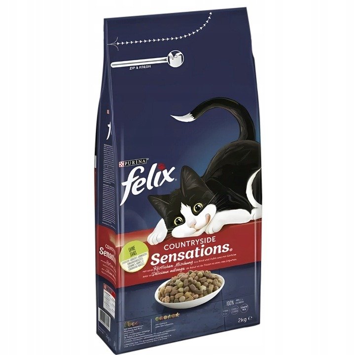 Karma dla kota Felix Sensations Countryside 2 x 2 kg + 2 x 2 kg Farmhouse  (4 opakowania x 2 kg)