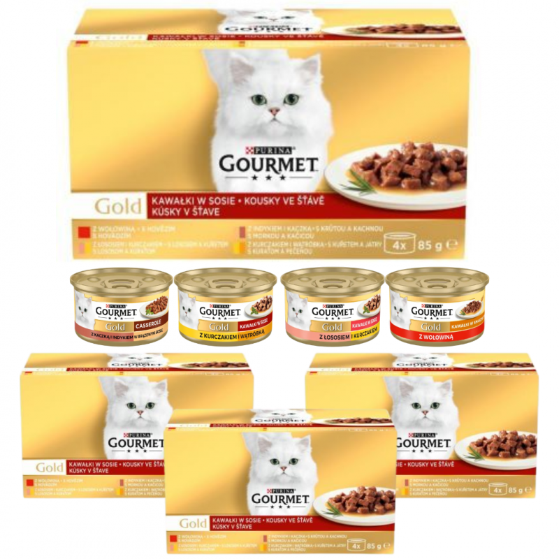 Karma dla kota Gourmet Gold kawałki w sosie (4 x 85 g) x 4 opakowania