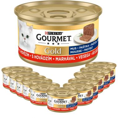 Karma dla kota Gourmet Gold mus z wołowiną 85 g (12 sztuk)