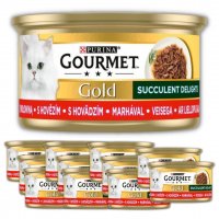 Karma dla kota Gourmet Gold z wołowiną 85 g (12 sztuk)