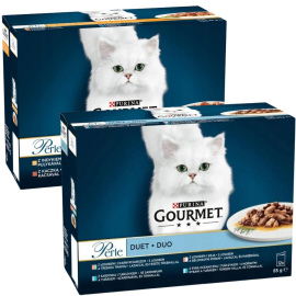 Karma dla kota Gourmet Perle duet 1020 g (12 x 85 g) + Karma dla kota Gourmet Perle mini fileciki w sosie 1020 g (12 x 85 g)