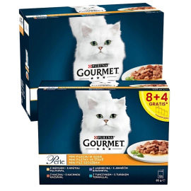 Karma dla kota Gourmet Perle mini fileciki w sosie 1020 g (12 x 85 g) + Karma dla kota Purina Gourmet Perle mini fileciki w sosie 1020 g (12 x 85 g)