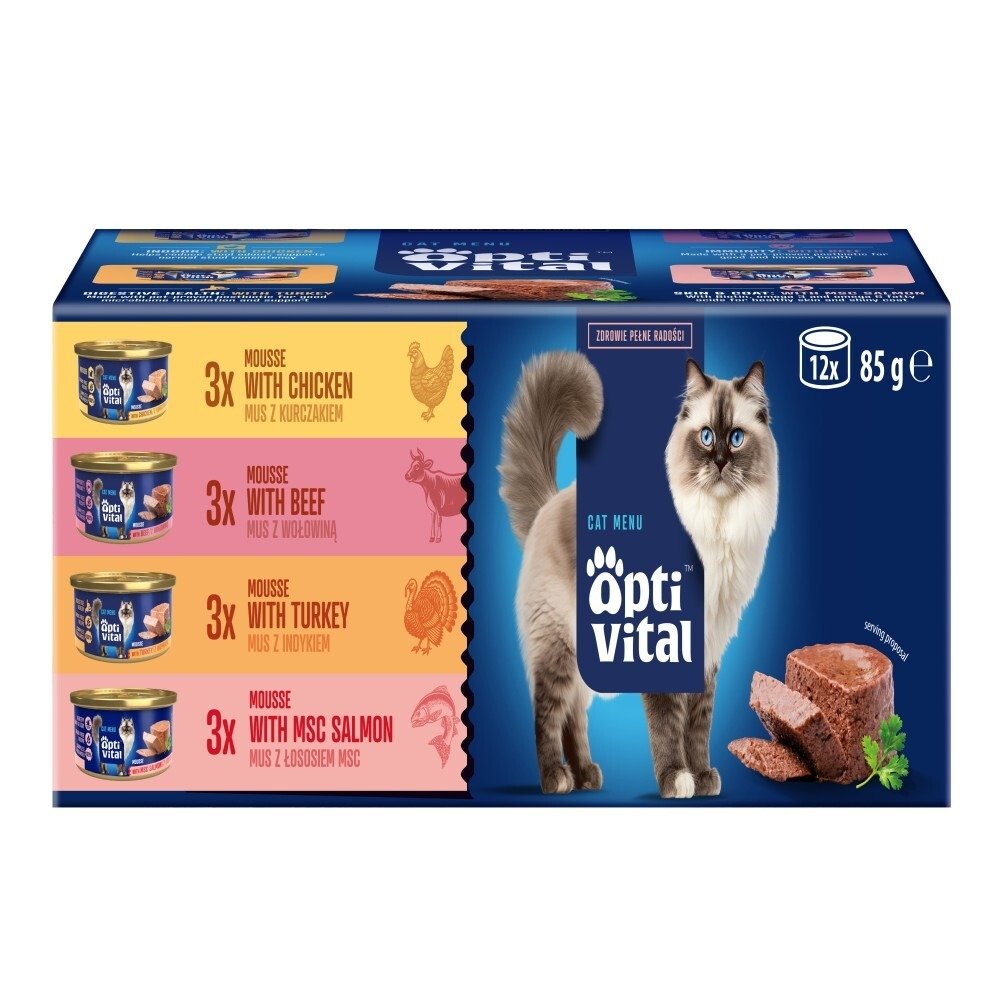 Karma dla kota OptiVital mix smaków 85 g (12 sztuk)